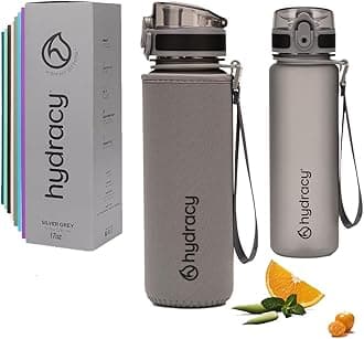 HydracyWater Bottle with Time Marker - 500 ml 17 Oz BPA Free Water Bottle - Leak Proof & No Sweat Gym Bottle with Fruit Infuser Strainer - Ideal for Fitness or Sports & Outdoors