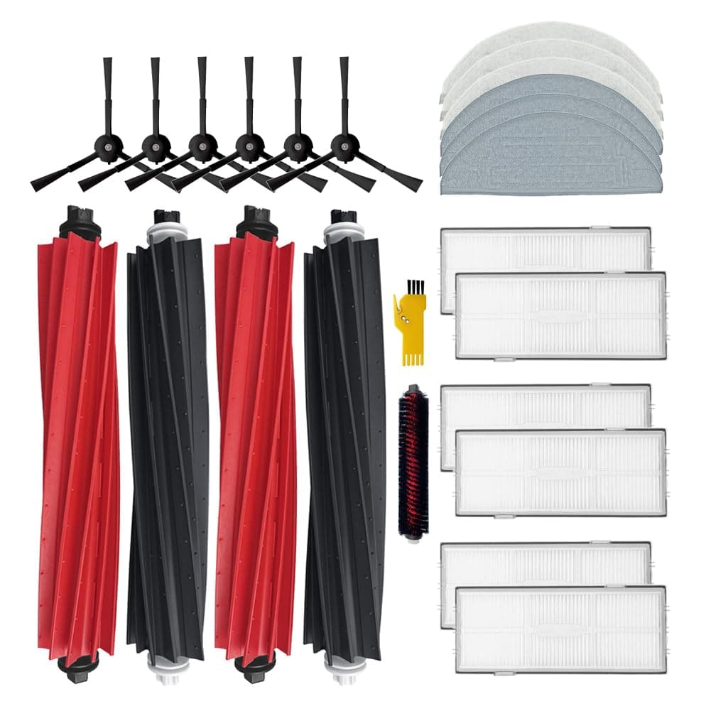 Accessories for Roborock S8 Pro Ultra S8+(S8 Plus) S8 Robot Vacuum Cleaner Replacement Parts 22 Packs 2 Sets of Roller Brushes, 6 Filters, 6 Side Brushes, 6 Mop Pads