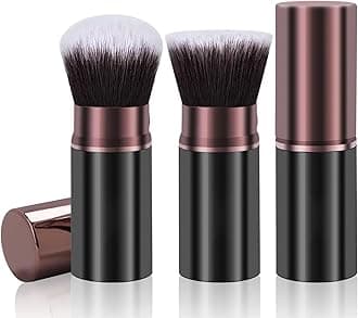 Keriloo Retractable Makeup Brushes, 2 Pack Travel Kabuki Blush Makeup Brush Face Powder Foundation Brushes for Blending Liquid, Blush, Bronzer, Buffing, Sunscreen,Flawless Cosmetics