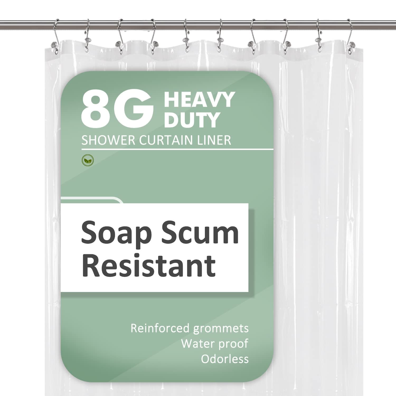 (140cm x 200cm (Width x Height), Clear) - Barossa Design 140cm x 200cm Stall Shower Curtain/Liner Clear PEVA, 3 Bottom Magnets, Waterproof, PVC Free, Metal Grommets