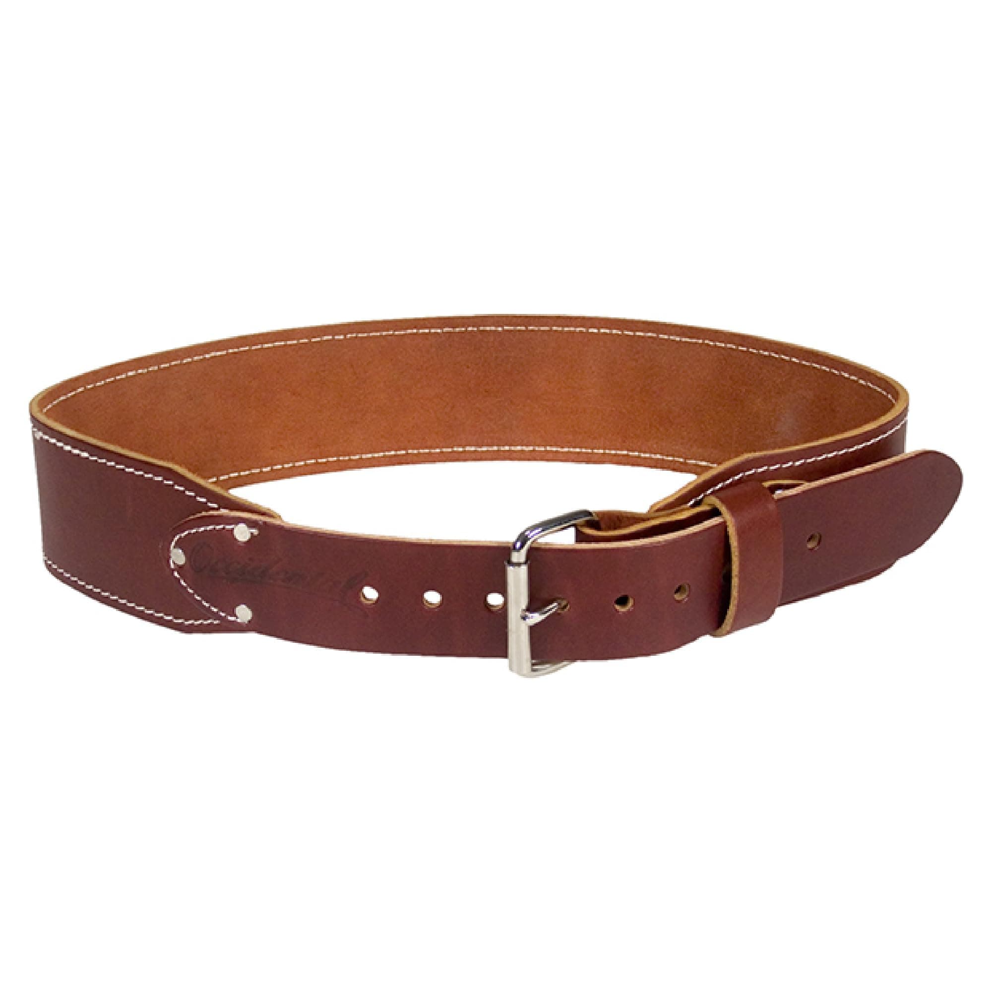 Occidental Leather 3" Ranger Leather Work Belt - Large, OxyRed - Bridle Leather, Heavy-Duty Steel Roller Buckle, Edge Stitched - Made in USA