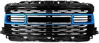 Black Grille with Hydro Blue Pearl Trim Front Grill Compatible with 2020-2024 RAM 2500 3500 4500 Horizontal Billet Style w/Camera Hole Replace for 68516019AA