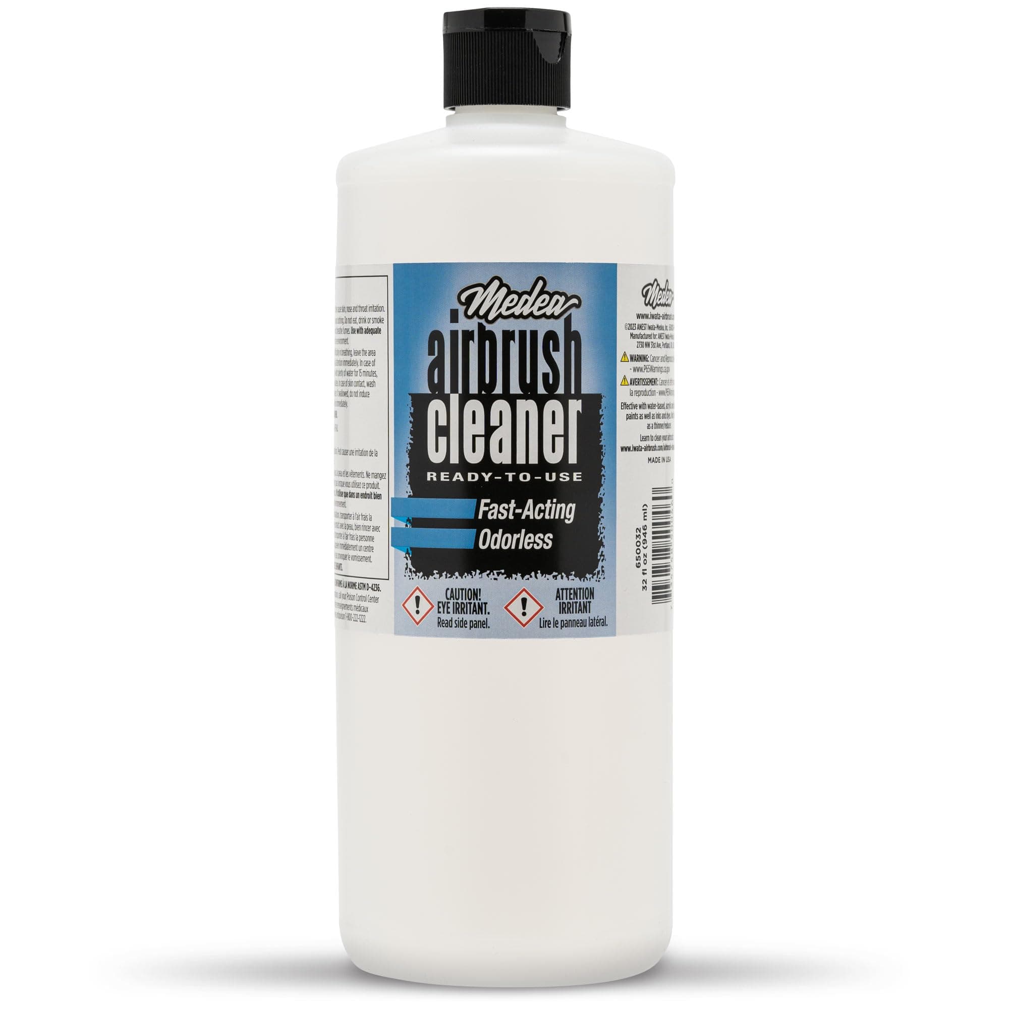 Medea Airbrush Cleaner 32 oz – Ready-to-Use Solution for Airbrushes, Paint Brushes & Artist Tools – For Acrylic, Oil & Water-Based Paints, Inks, Dyes, Watercolors and Gouache. Deep Cleans & Flushes