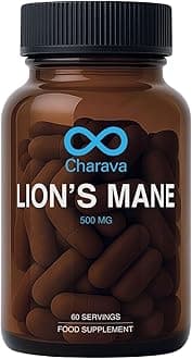 Lion’s Mane Mushroom 500mg | High Strength Organic Extract – 60 Capsules | Supports Brain Health, Focus, Memory & Immune System | Vegan-Friendly Supplement