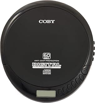 Coby Portable CD Player with Headphones, FM Radio, MP3 Compatible, CD Player Portable Discman, 60-Second Anti-Skip, 2 AA Batteries or Micro-USB