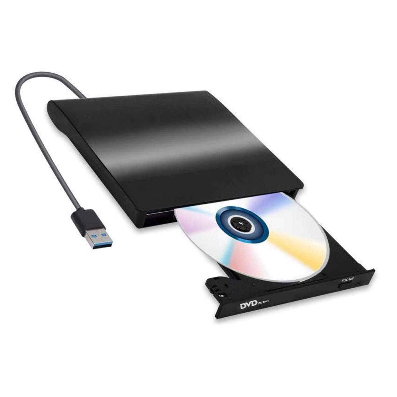 External CD/DVD Drive for Laptop, USB 3.0 Portable DVD CD+/-RW Drive Slim DVD/CD ROM Rewriter Burner Writer, High Speed Data Transfer Pro Desktop Windows/Vista/7/8/10, Mac OSX and Linux (Black 1)
