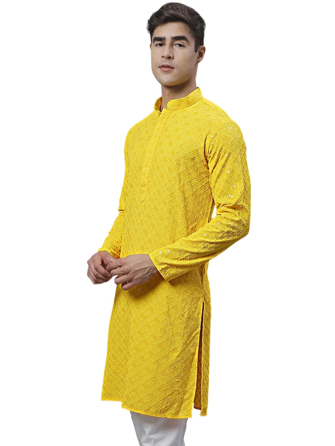 JompersMen's Chikankari Embroidered and Sequence Kurtas Only