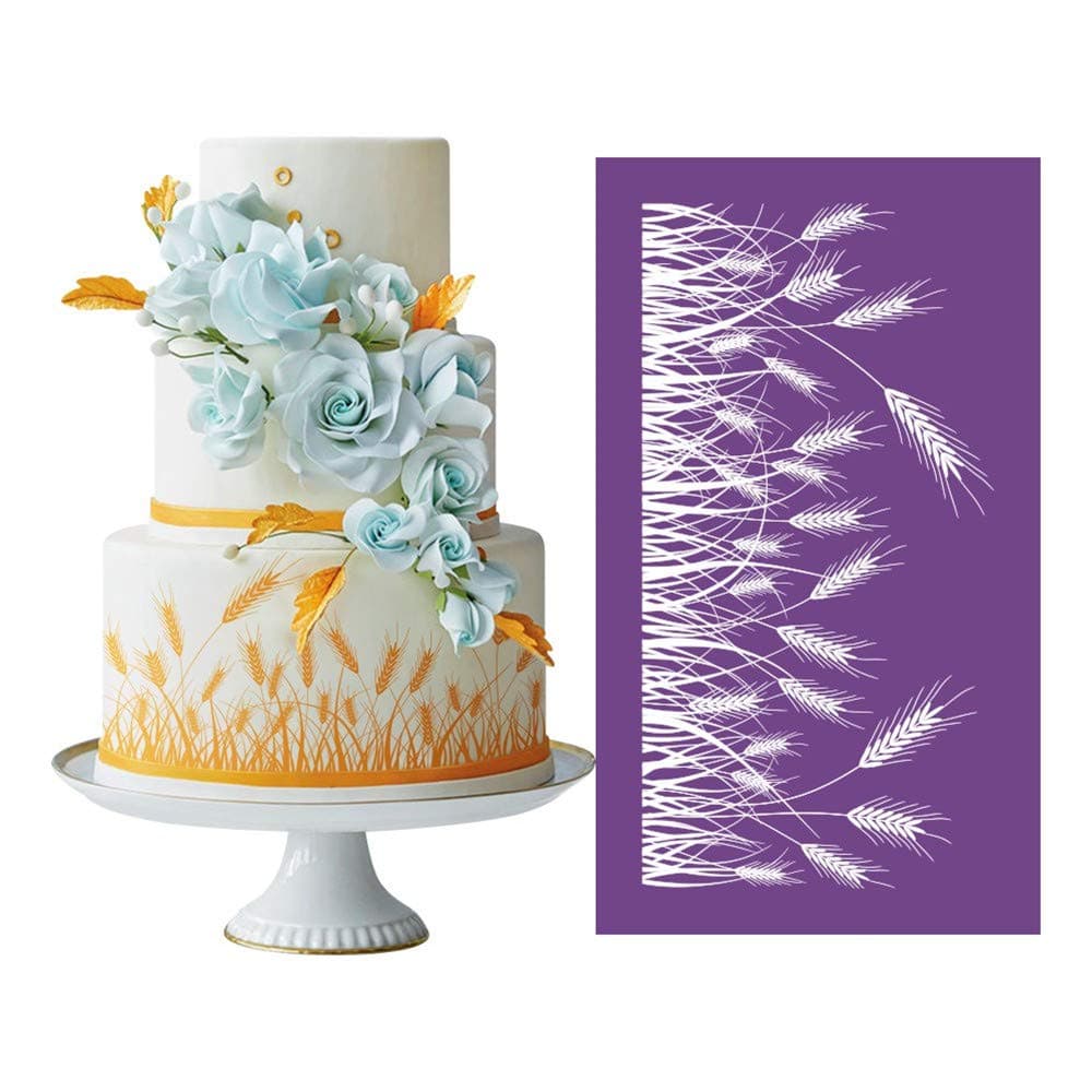 AK ART KITCHENWAREBarley Design Mesh Stencils for Cakes Royal Icing Lace Mat Fondant Molds Cake Tools Cake Stencil Painting Stencils Bakeware Pastry Tools Cake Shop Tools Bakery MST-27