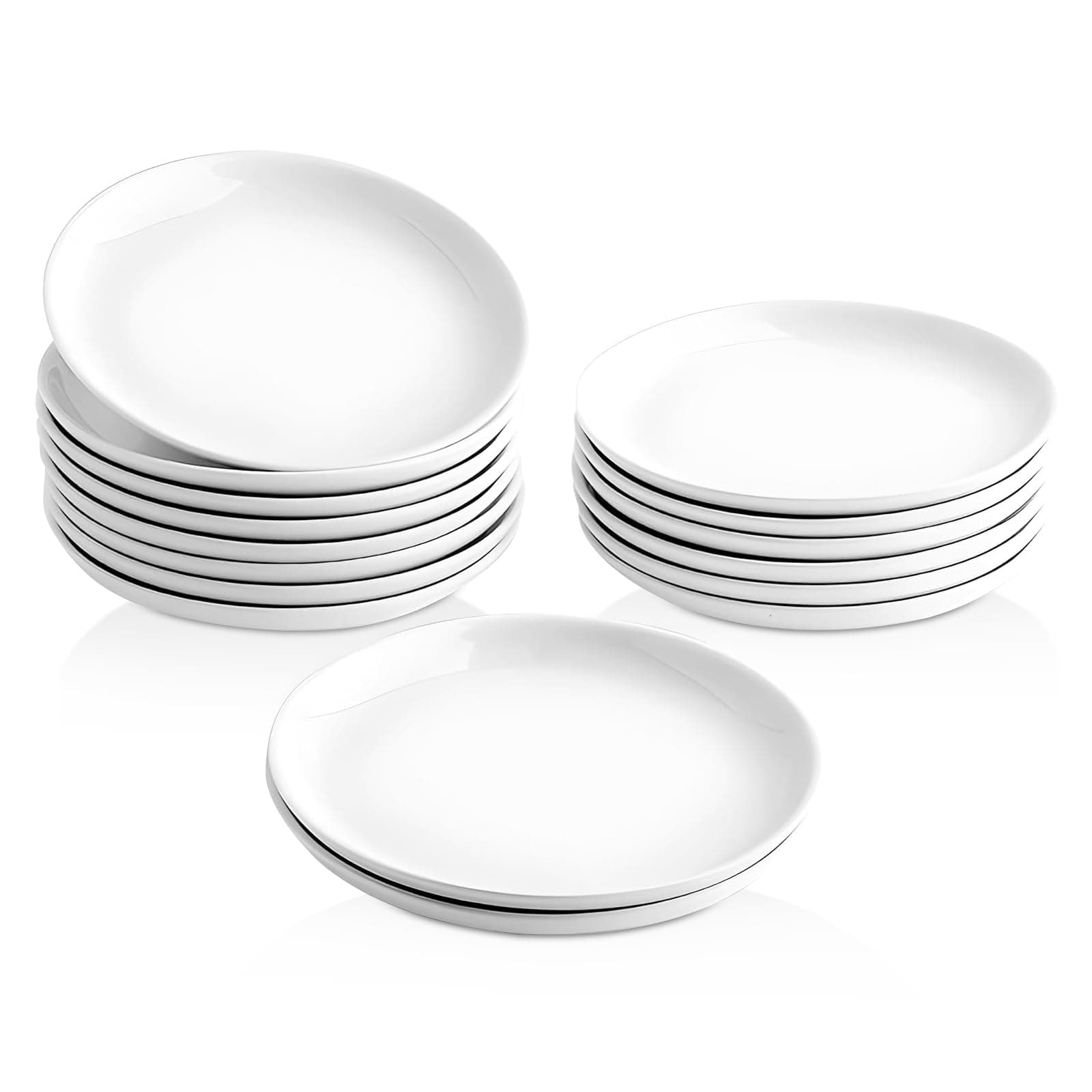 16 Piece Ceramic Appetizer Plates, 5.6 Inch Small Dessert Plates Set, White Round Plates for Bread, Butter, Snack, Lightweight Dinnerware Saucer Sets - Ivory, Oven, Microwave & Dishwasher Safe