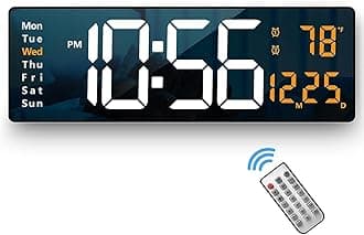 AERYS 16.2-Inch Digital Alarm Wall Clock Table Clock Large LED Display with Remote Control, Auto Dimmer with Date Week and Temperature for Home Office Bedroom Living Room Home Décor (1 Year Warranty)