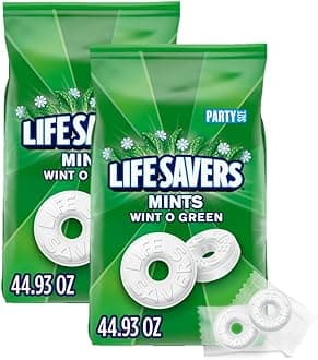 Hard Candy - Wint-O-Green Breath Mint Bulk Bags, Individually Wrapped Candy, Party Size 44.93 oz Bag Pack of 2