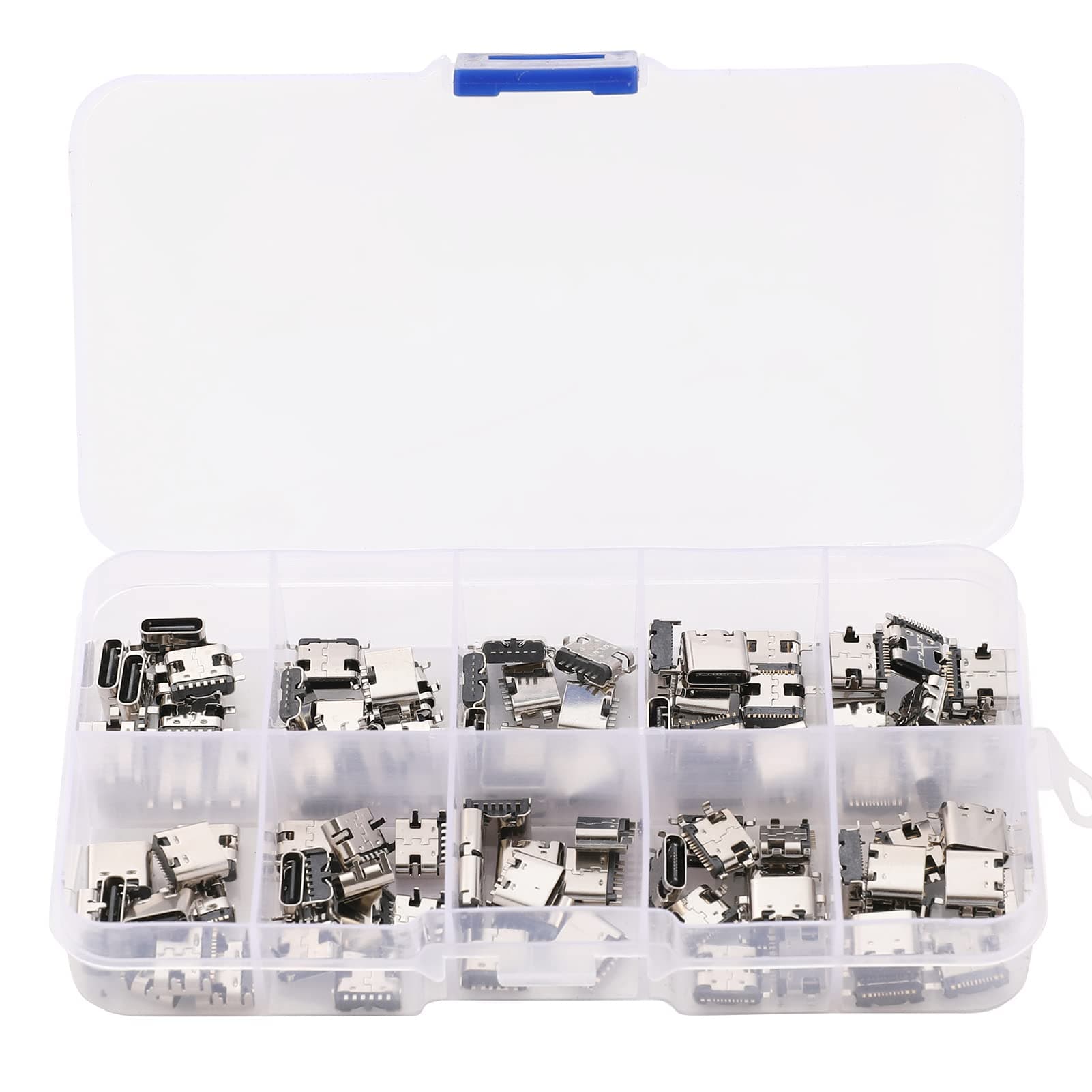 100Pcs 10Models Type-C USB 3.1 Charging Dock Connectors Mix 6Pin and 16Pin Use for Mobile Phone and Other Product Repair Kits