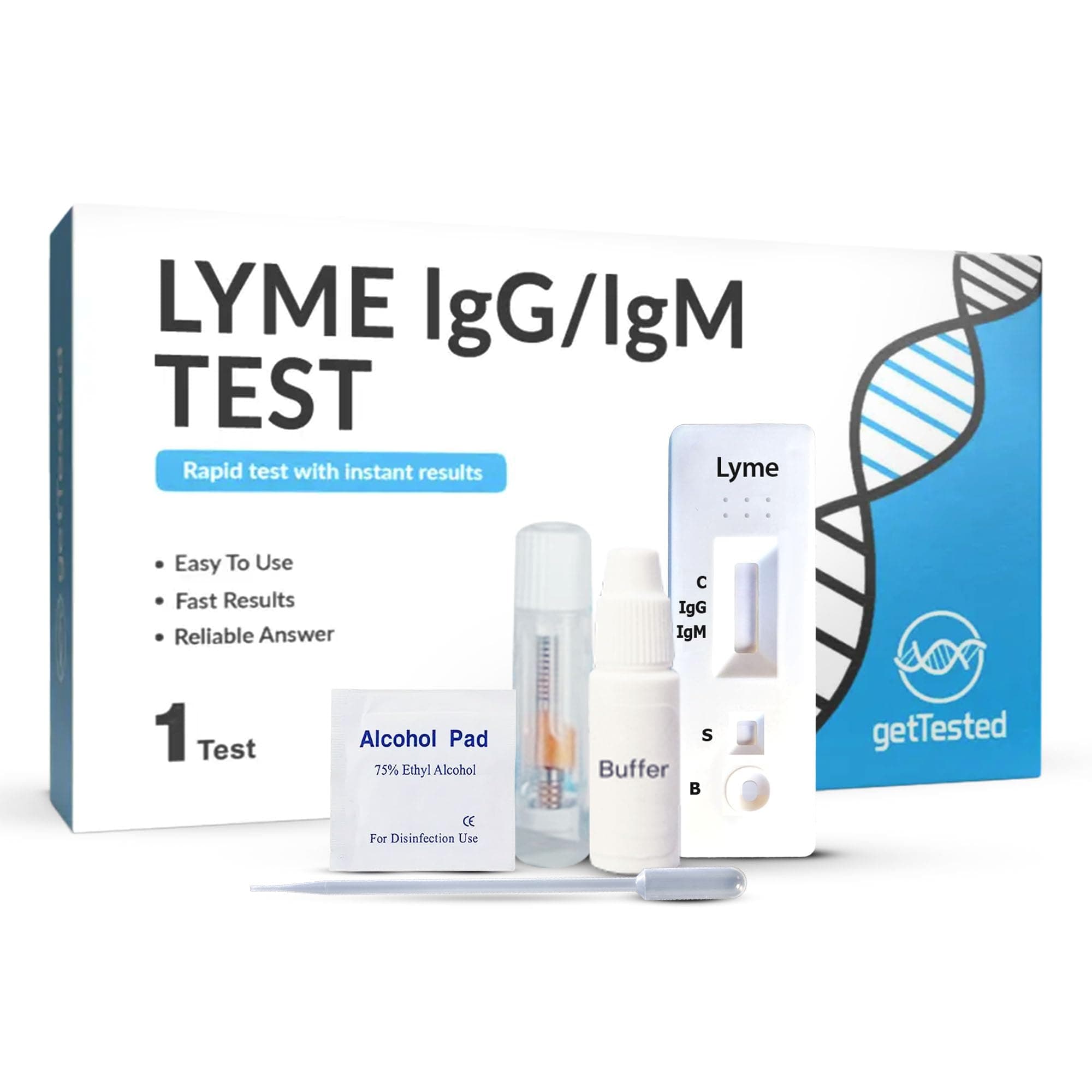 – GetTested Lyme IgG/IgM Rapid Test Kit, 10-Minute At-Home Results for Lyme Disease Test, Convenient, Private and Easy to Use, No Appointment or Lab Required