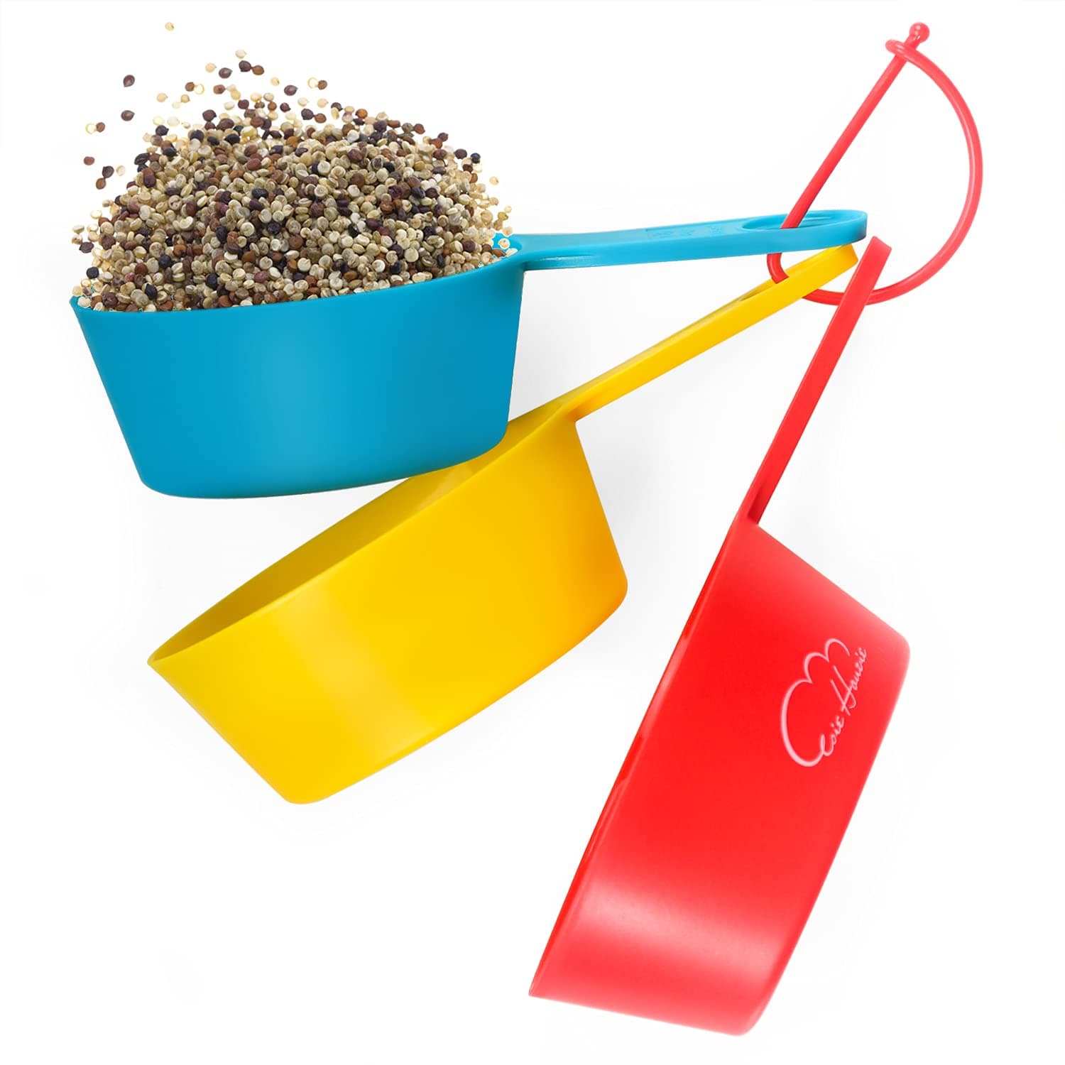 Measuring Cups Set, 3Pcs Colorful Plastic Measuring Cups Large Capacity 2 Cups 1-3/4 Cups 1-1/2 Cups for Dry Liquid Ingredient, Multi-purpose Stackable Scoop for Kitchen Baking Cooking(Random Color)…