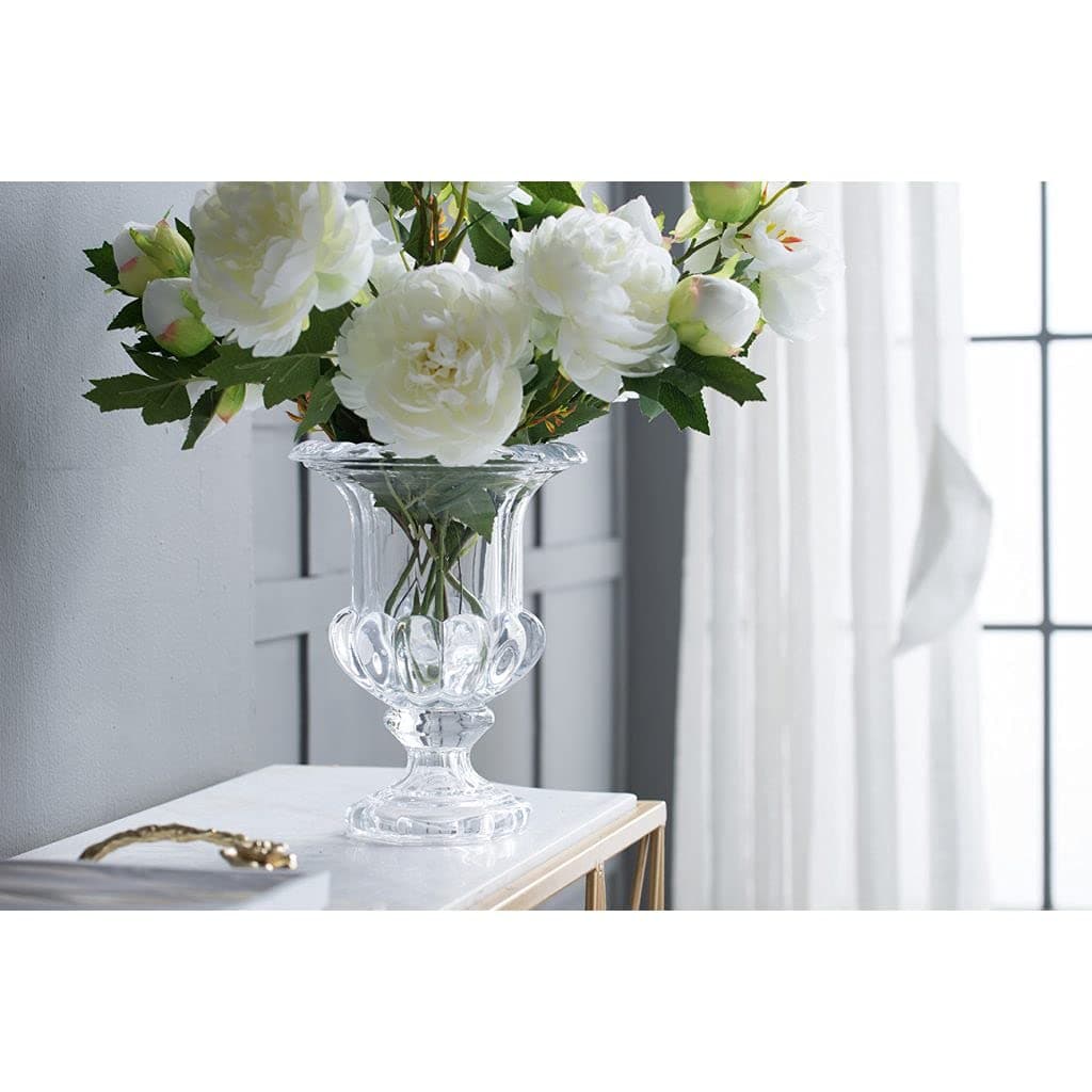A&B Home 10" Clear Glass Flower Vase with Pedestal Classic Vintage Omari Crystal Urn Vases Decor Home Tabletop Centerpiece Display Container Wedding Party Event