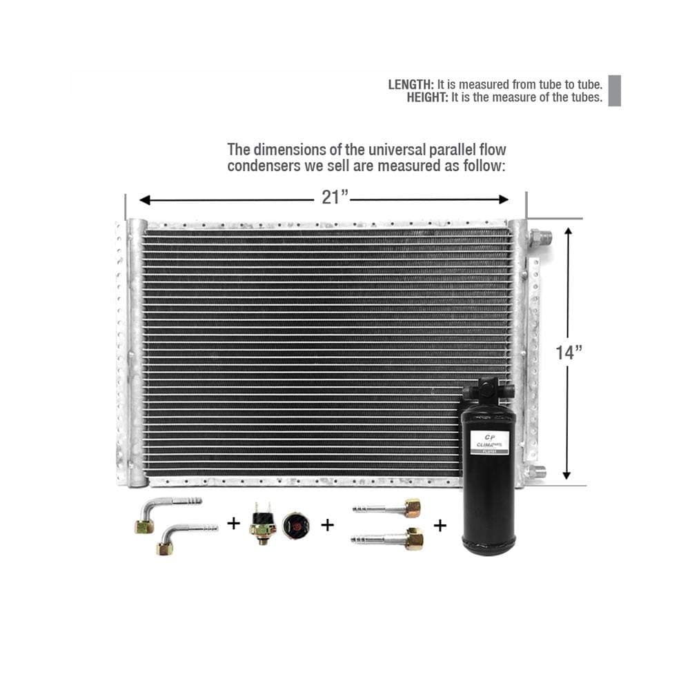 CLIMAPARTSCNFP1421KT Kit AC A/C Universal Condenser Parallel Flow 14 x 21 Oring with Drier