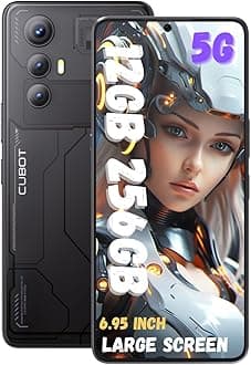 MAX 5 Smartphone 6.95-Inch FHD+IPS Android 14 Octa-core Processor, 12GB RAM 256GB ROM, 5100mAh Battery,100MP+32MP Camera Wi-Fi Dual SIM 5G Network Unlock Cell Phone Tech Black