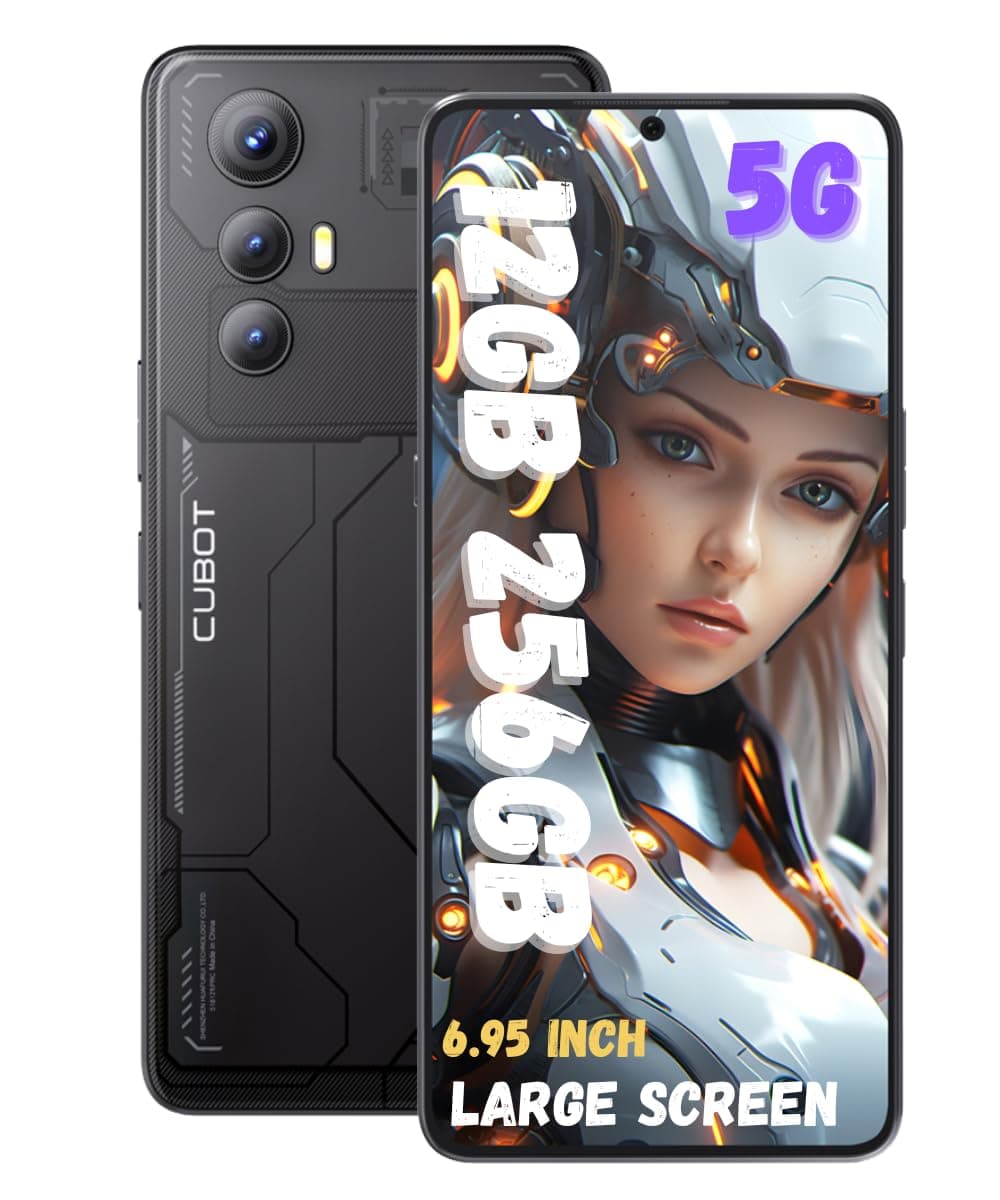 CUBOT MAX 5 Smartphone 6.95-Inch FHD+IPS Android 14 Octa-core Processor, 12GB RAM 256GB ROM, 5100mAh Battery,100MP+32MP Camera Wi-Fi Dual SIM 5G Network Unlock Cell Phone Tech Black