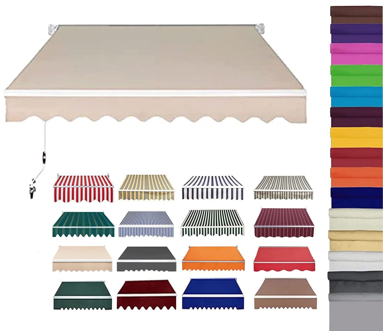 Retractable Patio Awning Replacement Fabric (Without Frame) Waterproof Shade Sun Shade Awning Cover Outdoor Patio Canopy Sunsetter Deck Awnings Polyester(B,(22.9x6.5ft) 7x2m)