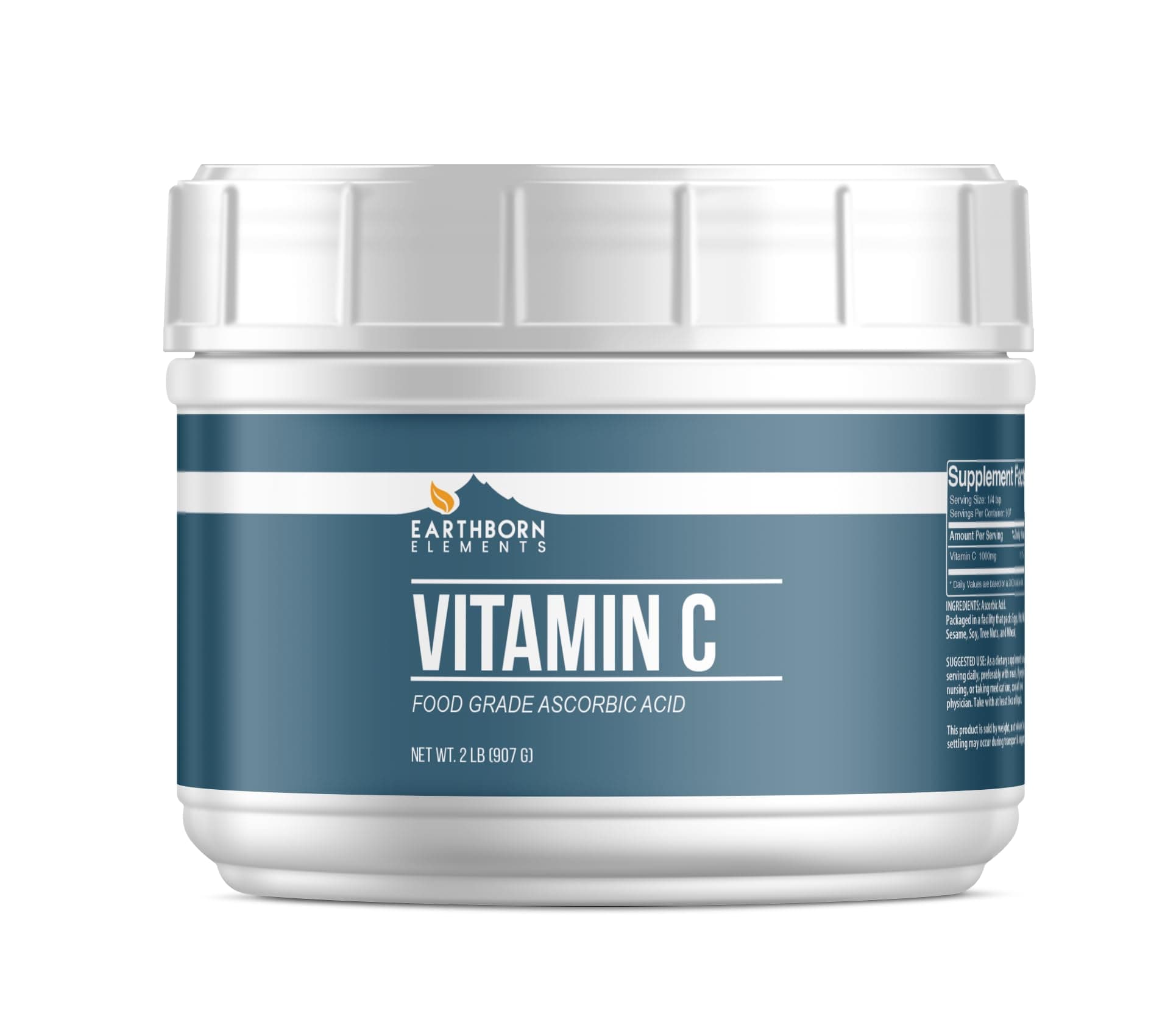 Earthborn Elements Vitamin C Powder (2 lb), Ascorbic Acid, Supplement & Cleaner