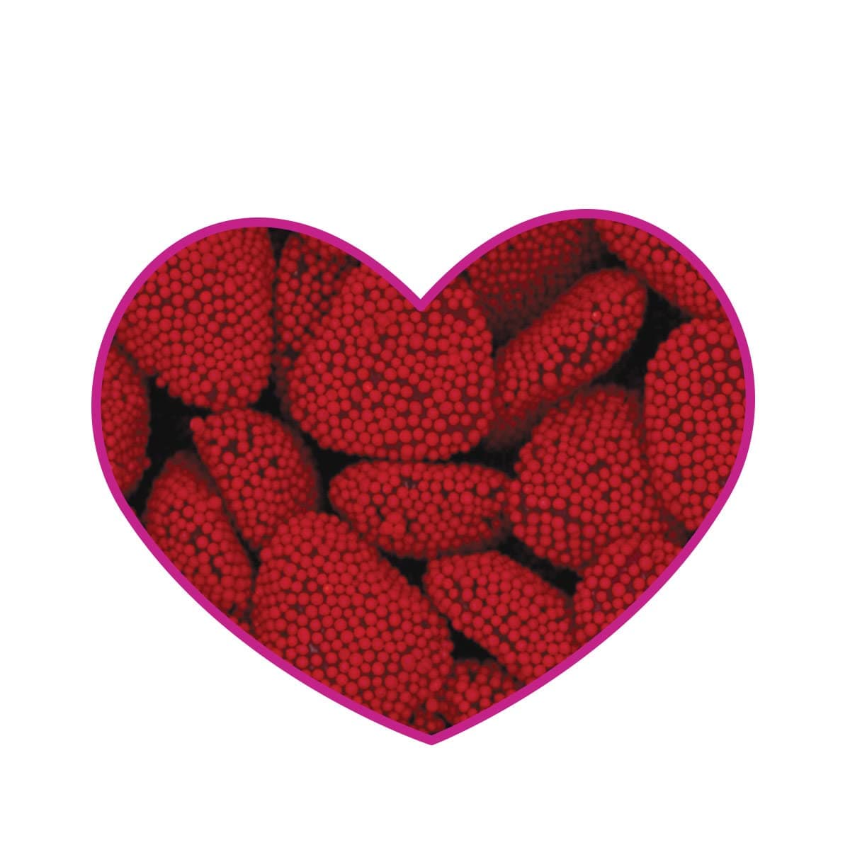 Red Raspberry Hearts - 10 lbs bulk