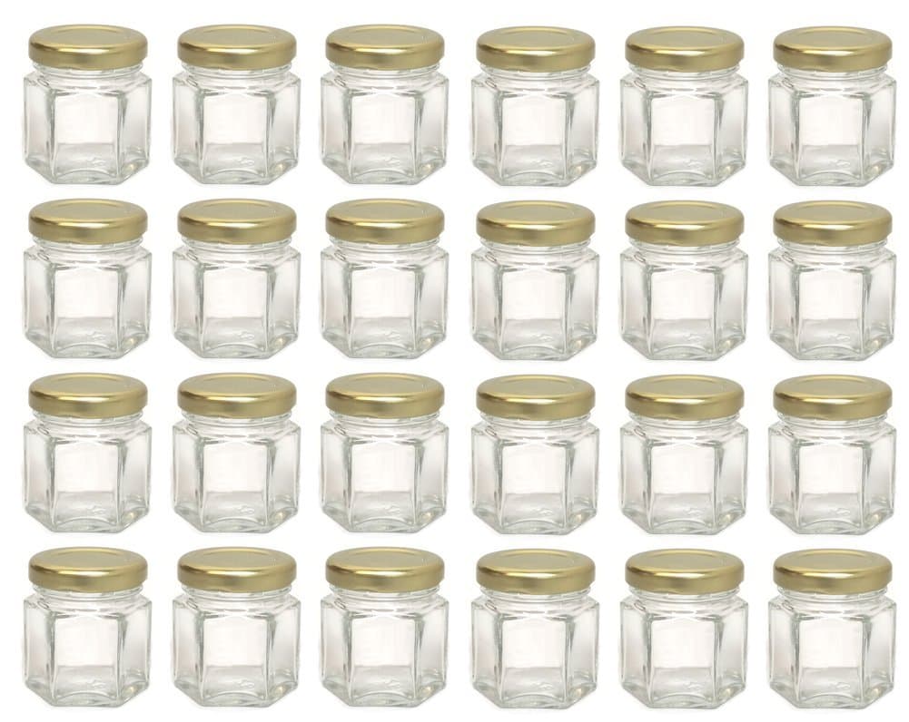 nicebottles Hexagon Glass Jars, Mini Hex Jars 1.5 Oz - Case of 24