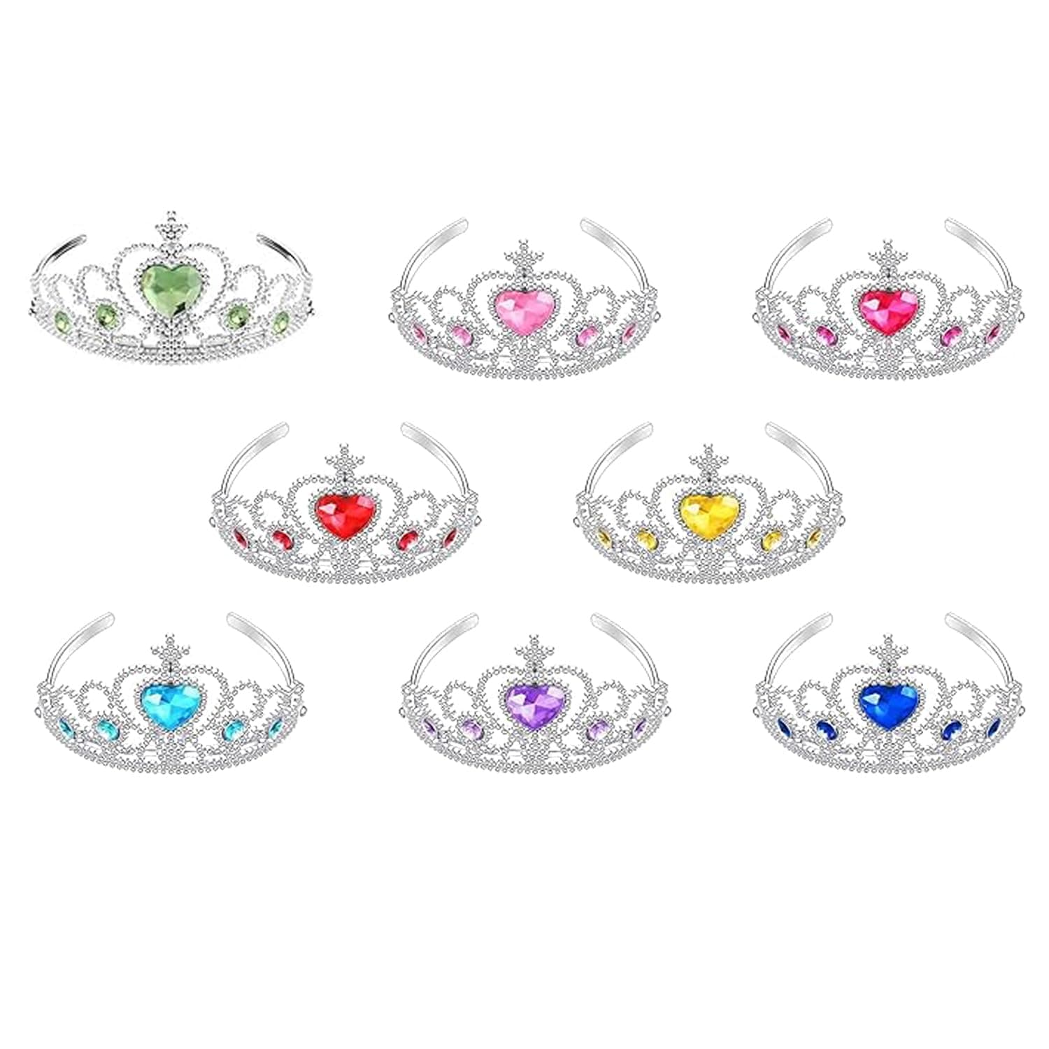 S & E TEACHER'S EDITION 8 Pcs Tiaras Crown Set, Princess Dress Up Costume Birthday Party Favor Headwear, Hair Decoration, Accessories Kid Birthday for Boys & Girls.