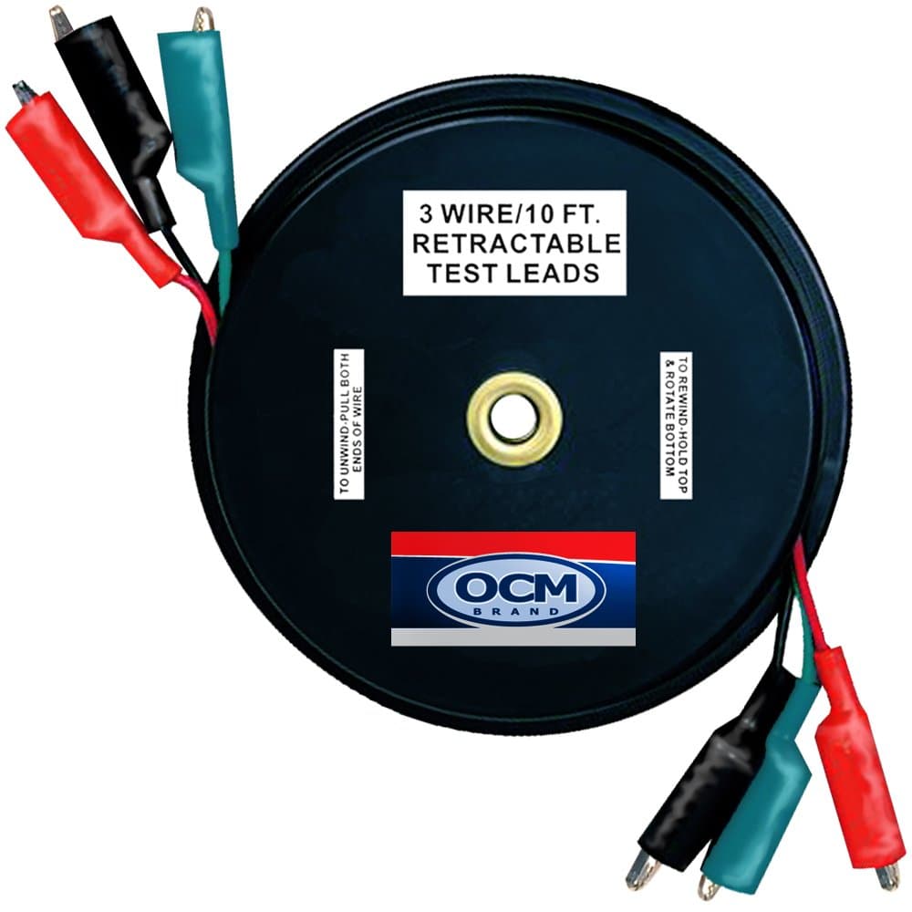 OCM - 3 WIRE RETRACTABLE TEST LEADS - 18 GAUGE ELECTRICAL COPPER WIRE
