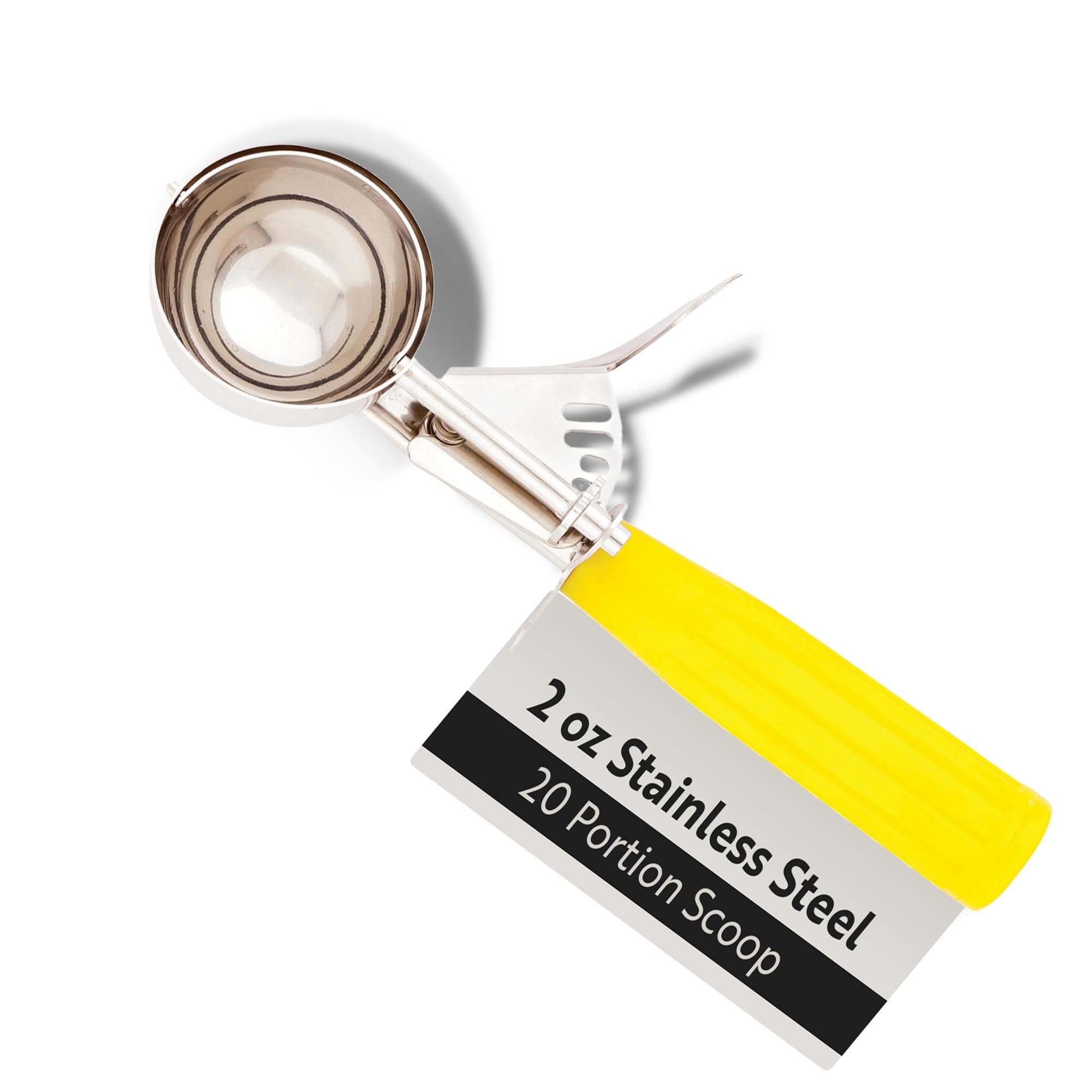 Restaurantware Met Lux 2 Ounce Portion Scoop 1 Trigger Release Cookie Scoop - With Yellow Handle Stainless Steel Disher For Portion Control Scoop Cookie Dough Cupcake Batter Or Ice Cream