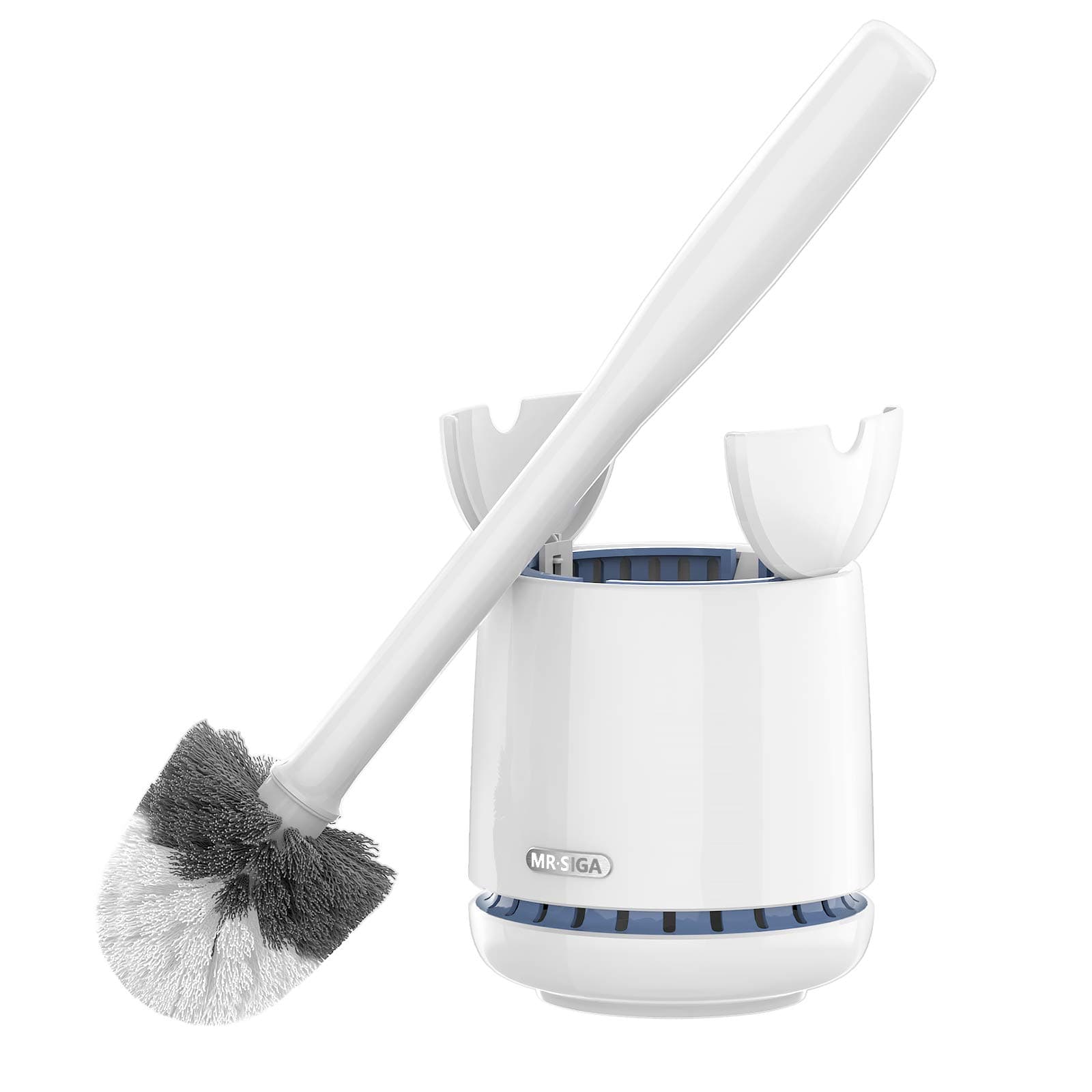 - MR.SIGA Toilet Bowl Brush and Holder, Premium Quality, with Solid Handle and Durable Bristles for Bathroom Cleaning, White, 1 Pack