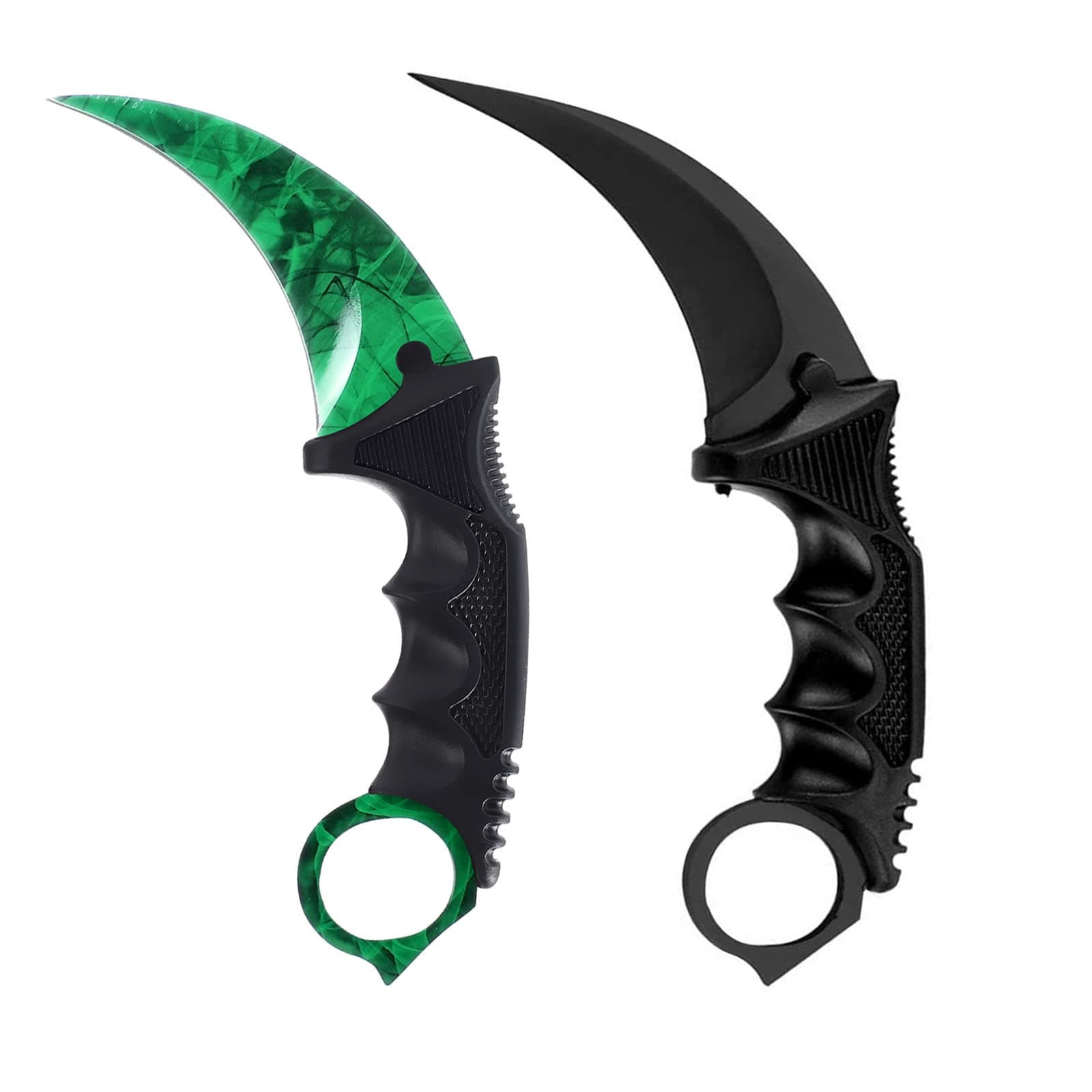 2 Pieces Karambit Knife Fixed Blade Tactical Camping Tool,Outdoor Hunting Knife with Sheath and Cord, Suitable for Hiking, Adventure, Survival and Collection (Green Black)