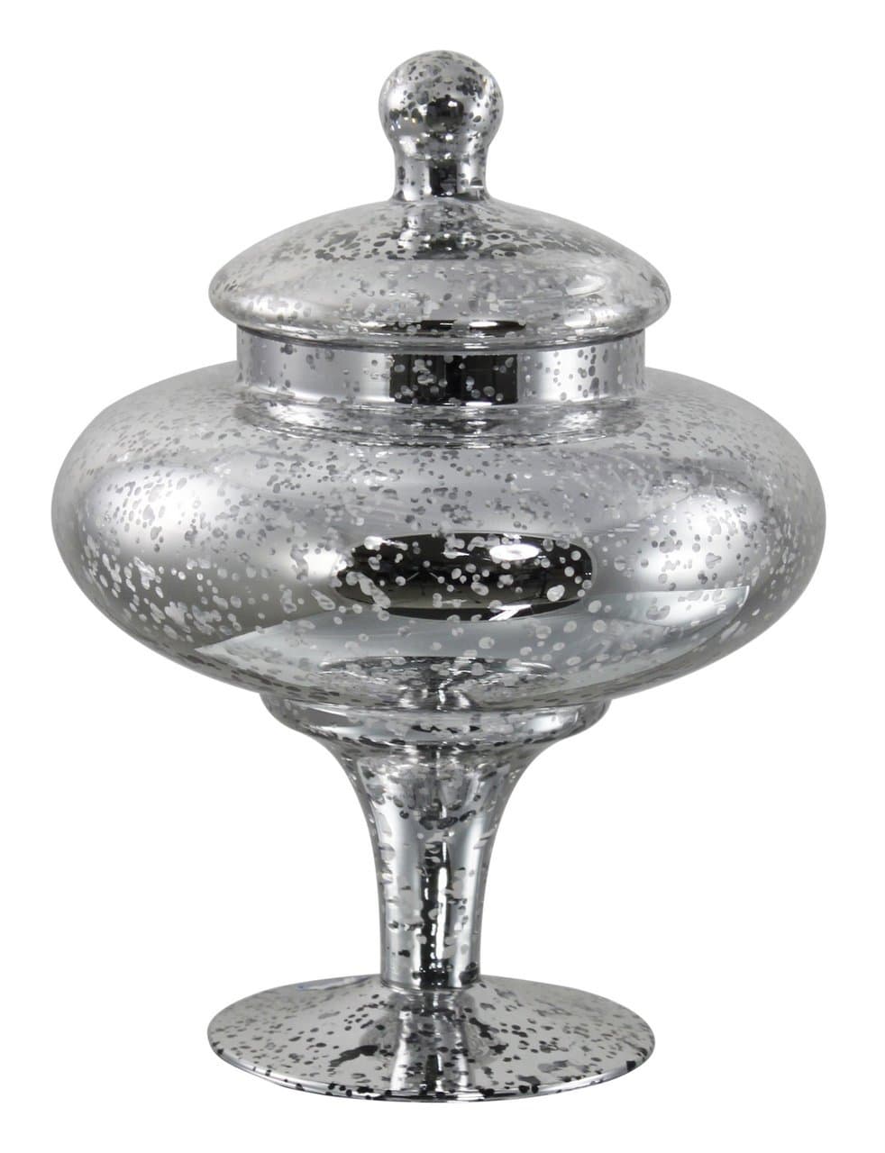 26cm Decorative Apothecary Jar with Lid Silver