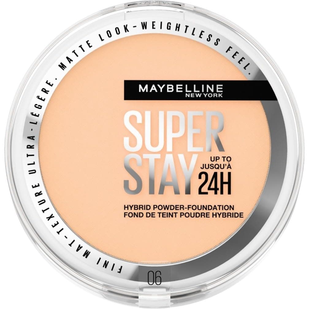 Powder Foundation, Long-lasting 24H Wear, Medium to Full Coverage, Transfer, Water & Sweat Resistant, SuperStay 24H Hybrid Powder Foundation, 06