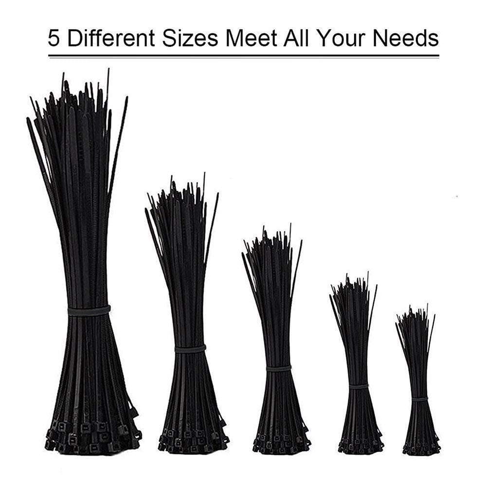 Cable Ties, Youii 25 Pcs Black Nylon Cable Zip Ties for Home Office Garage and Workshop in Size 650mm,750mm,800mm,900mm,1020mm (Each Size 5 Pcs)
