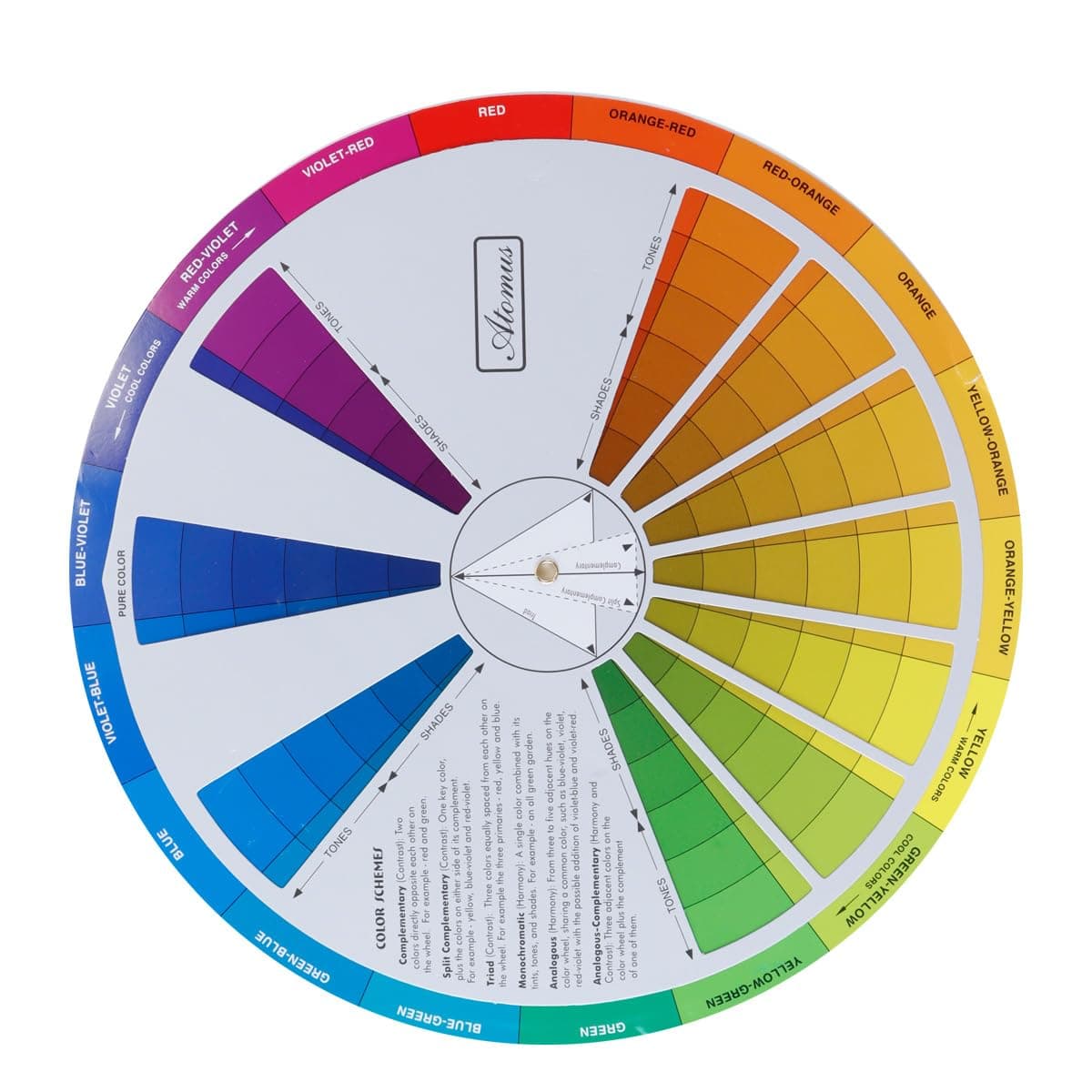 9.0 Inch/23cm Creative Color Wheel, Paint Mixing Learning Guide Art Class Teaching Tool for Makeup Blending Board Chart Color Mixed Guide Mix Colours
