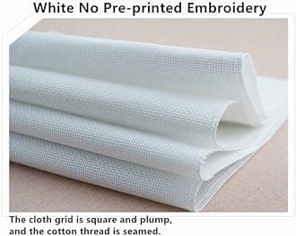 CaptainCrafts Cross Stitch Kits for Adults Counted Kit Unprinted 14CT Fabric Cross Stitching DIY Art DMC Needlecrafts Embroidery Kit for Adults (White, Butterflies Love Heart Shaped Flower)