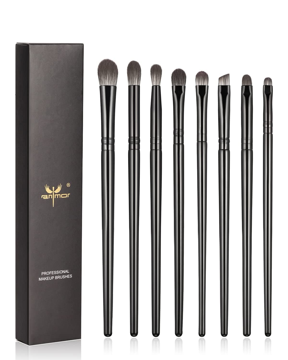 Anmor Eyeshadow Brush Set, 8 Pcs Professional Eye Makeup Brushes for Eyeshadow Eyeliner Eyebrow Concealer Blending Blooming Crease Shading, Superior Soft Luxurious Eye Shadow Brushes with Nano-fiber