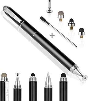 - Stylus Pen, 4 in 1 Disc Stylus Pens for Touch Screens, High Precision and Sensitivity Universal Capacitive Stylus, Stylist for Tablets,iPhone,iPad,Laptops with 4 Replacement Tips - Black