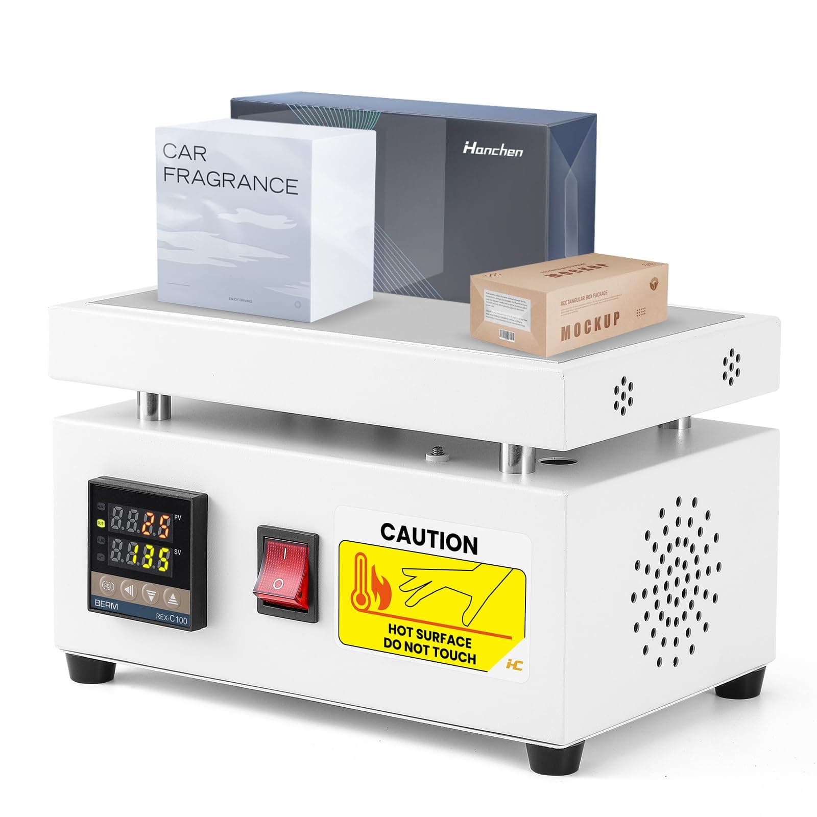 Hanchen Cellophane Wrapping Machine Manual Cellophane Overwrapping Machine Desktop Heating Sealing Machine for BOPP Perfume Cosmetics Poker Box PVC Heat Sealer Film (LS12-200)