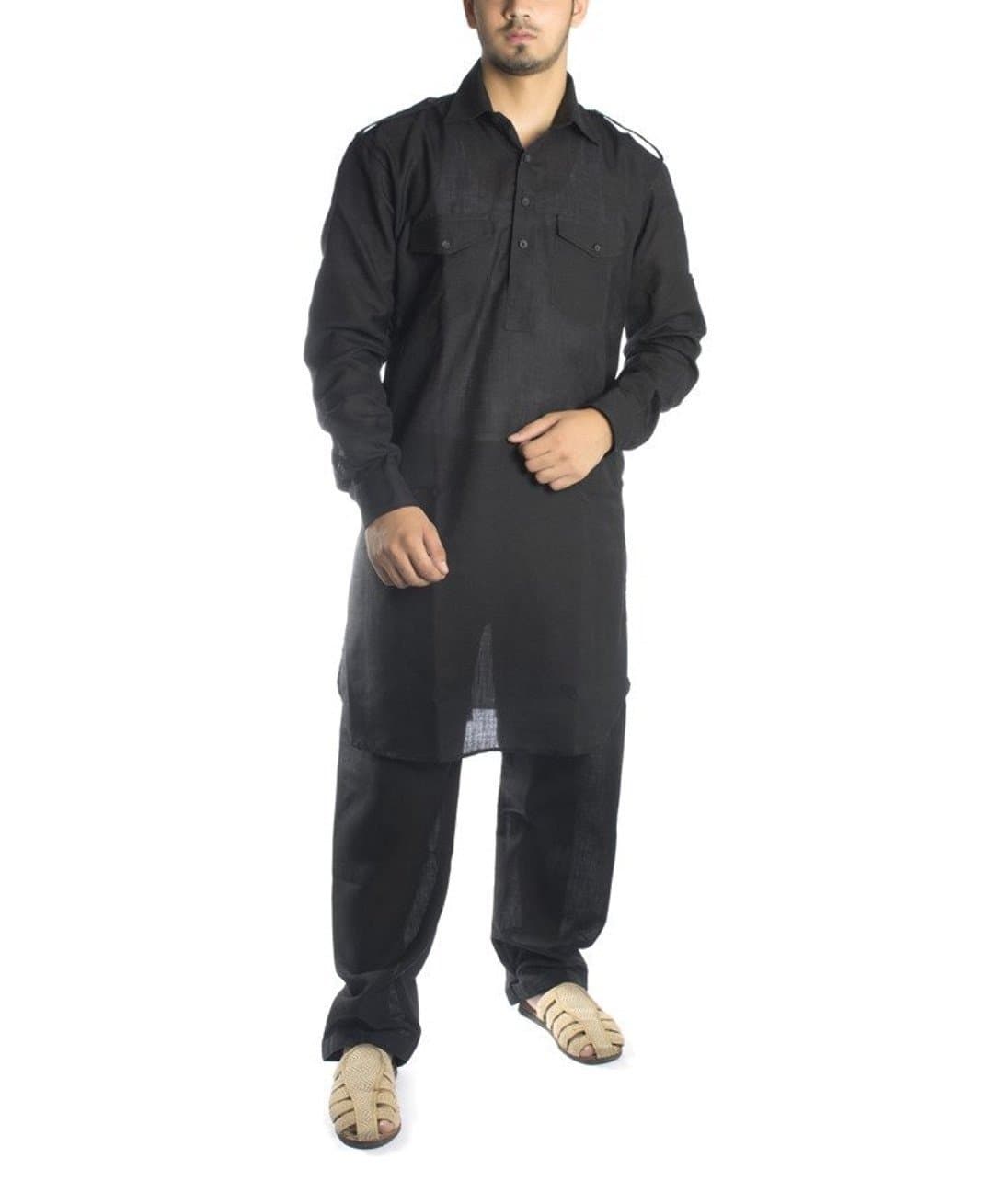 Royal KurtaPalace Men's Ethnic Set Medium Black