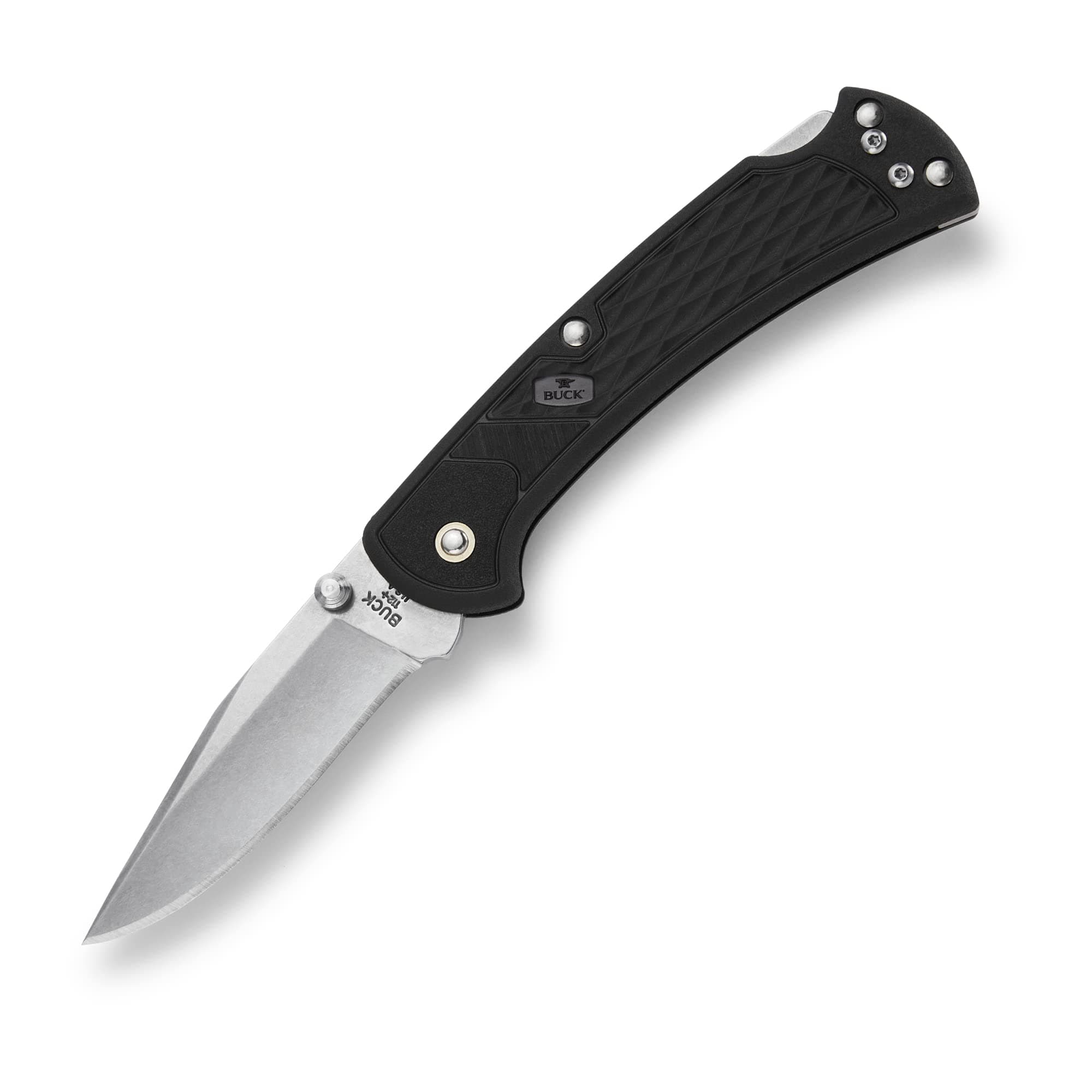 Buck Knives 112 Slim Select Folding EDC Knife, 3” Pocket Knife Blade, Nylon Handle, 420HC Stainless Steel Modified Clip Point Folding Blade, Made in the USA, Black, 2.5 oz