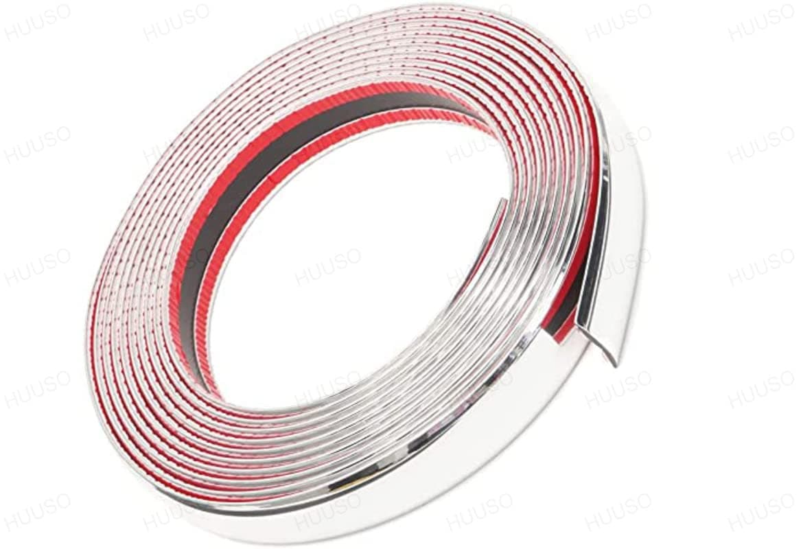HUUSO Chrome Silver Strip | Beading Roll | Door Edge Guard Protector | Window | Bumper Edge Lip Guard | Grill | Interior Exterior Decor (10 mm x 5 Meter) for Hyundai Verna (Type-II) 2011-2014
