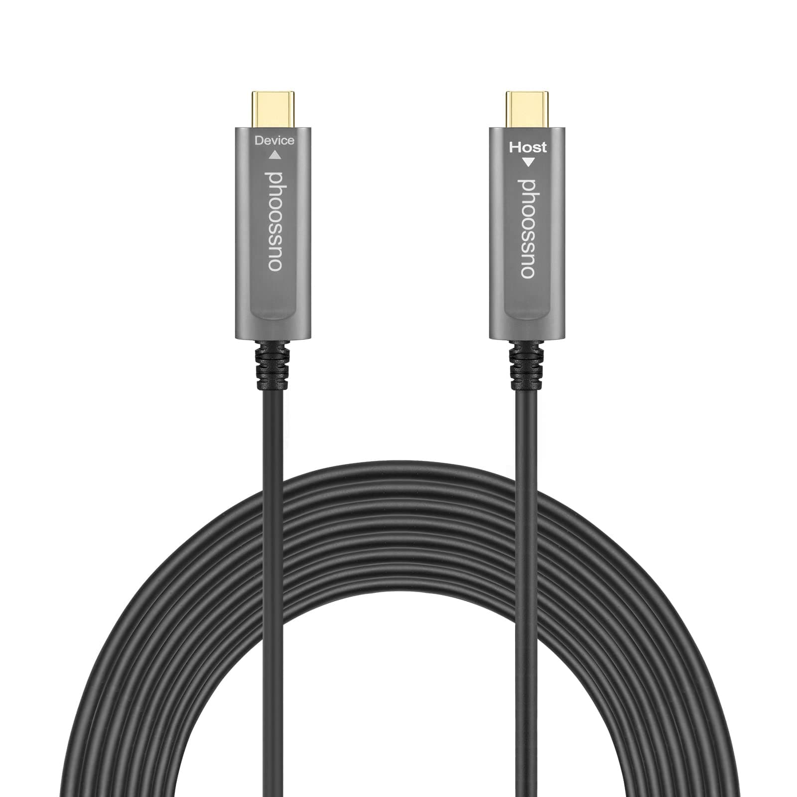 phoossno USB C to C Fiber Optical Cable USB 3.2 Type C Cable 10Gbps 33FT Compatible with Microsoft Azure Logitech Camera Aver &Vaddio & Barco ClickShare Touch Screen Kinect Intel RealSense