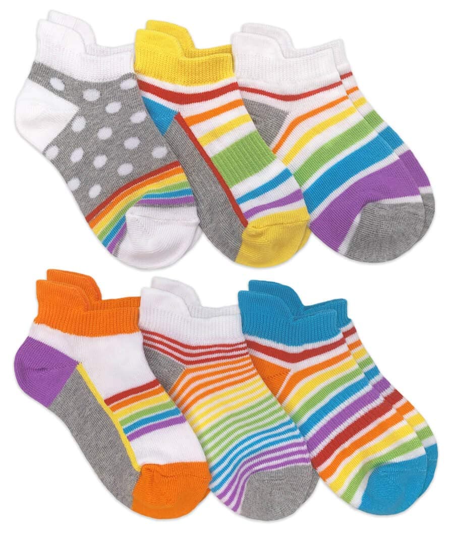 Womens Rainbow Pattern Sport Tab Low Cut Ankle Socks 6 Pair Pack