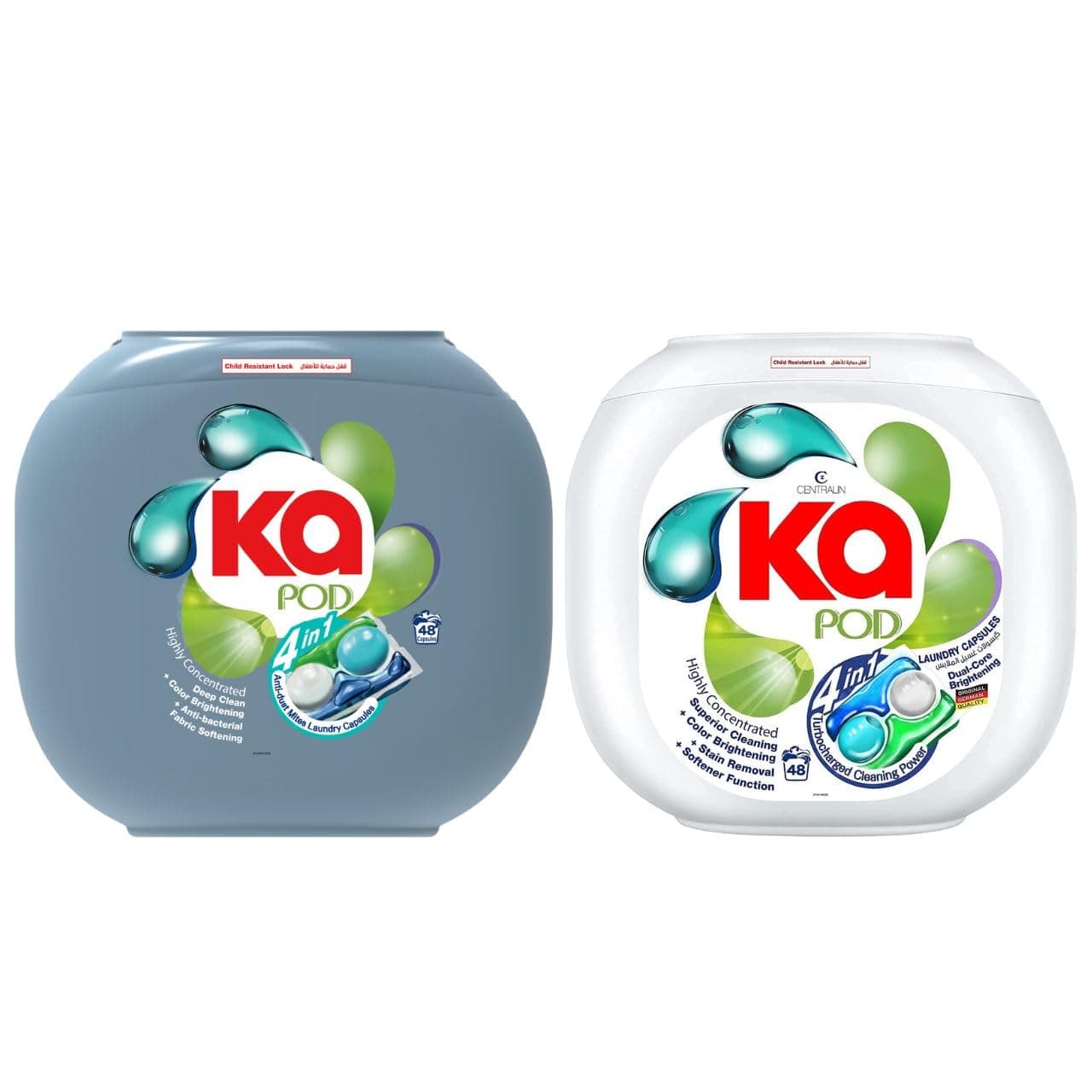 KA 4-in-1 Laundry Detergent Pods Bundle (96 Pods) - Anti-Dust Mites, Deep Cleaning, Fabric Softening, Color Brightening, 99.9% Anti-Bacterial, Powerful Stain Remover, German Formulated, Original Scent