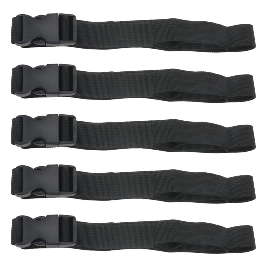 5Pcs Black Nylon Strap 1" x 47" (3.9ft) Buckle Straps with Quick Release Adjustable Straps with Buckles, Tie Down Strap for Backpacking, Outdoor Activities