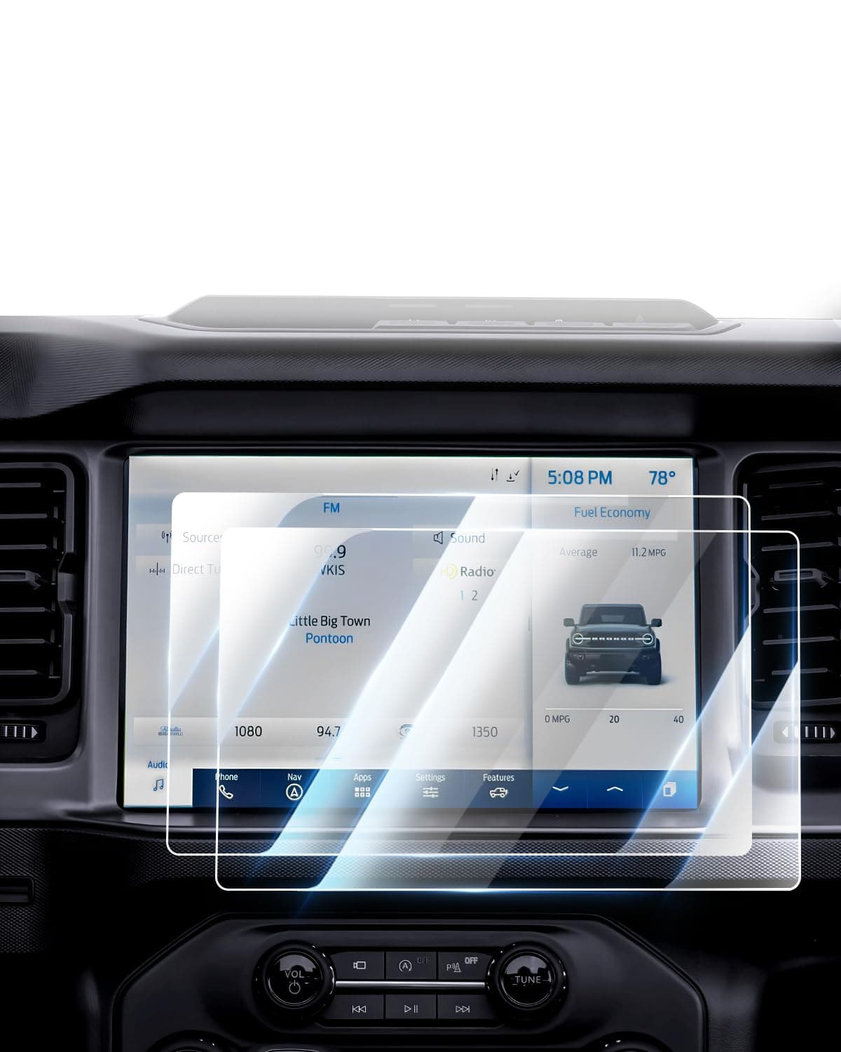 Karltys Compatible with 2PCS Screen Protector Ford Bronco 2023 2022 2021 12Inch Touch Screen Display Navigation Screen 9H Tempered Glass Film Anti Fingerprint Anti Glare