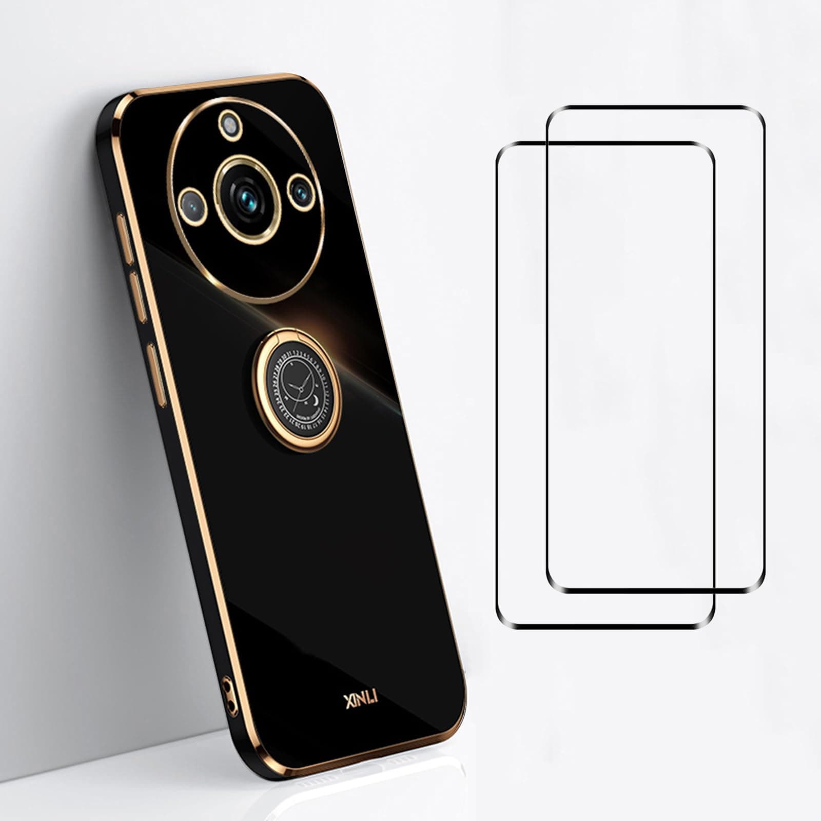 Case for Realme 11 Pro/Realme 11 Pro Plus 5G Case Cover + Screen Protector (2 Pieces)_Black