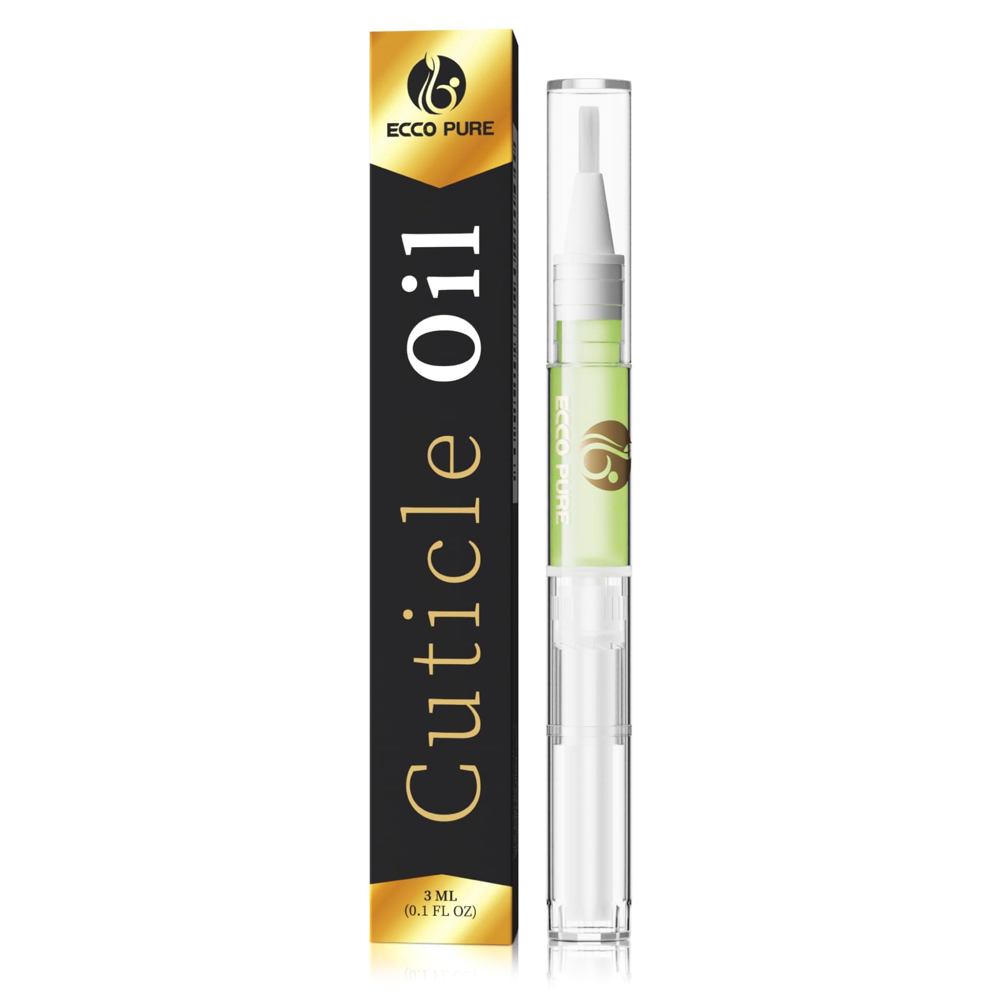 ECCO PURE Nail Art Cuticle Protector Pen - Nail Tool for Nail Art and Nail Growth - Manicure & Pedicure Treatment for Brittle, Breaking Nails (Green Pear & Citrus - 1 Pack)