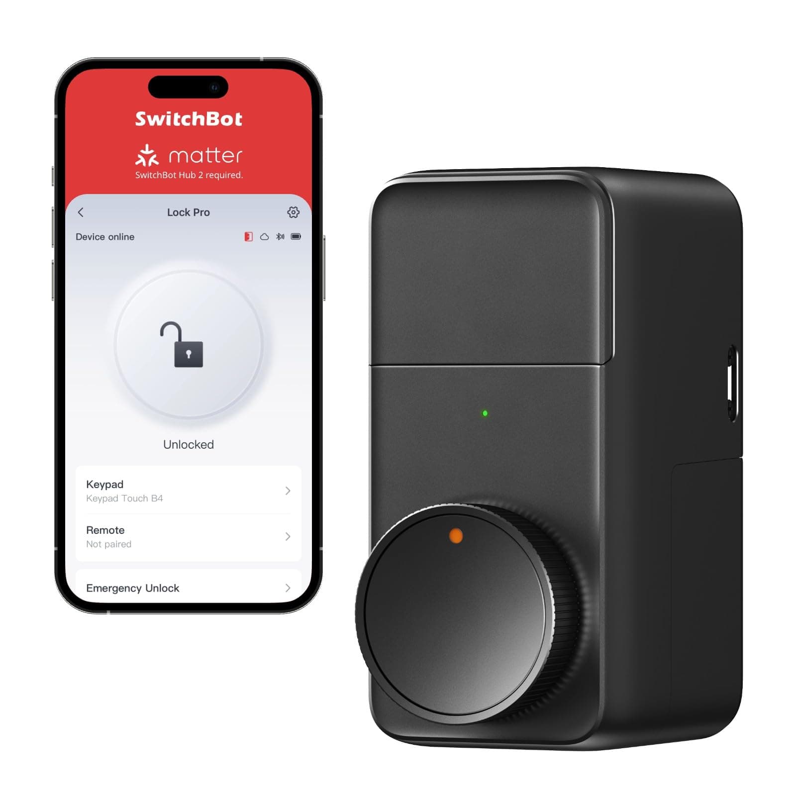 SwitchBot Smart Lock Pro, Keyless Entry Door Lock, Smart Door Lock Front Door, Electronic Smart Deadbolt, Fits Your Existing Deadbolt in Minutes, Add SwitchBot Hub2 to Support Matter, Alexa and Google